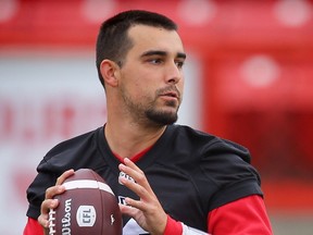Calgary Stampeders quarterback Jake Maier during the teams walkthrough getting set to take on the Montreal Alouettes at McMahon Stadium on Friday. Al Charest / Postmedia