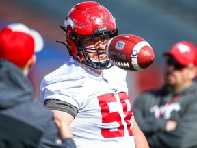 Calgary Stampeders offensive lineman Ryan Sceviour during CFL training camp on Monday, May 20, 2019. Al Charest/Postmedia