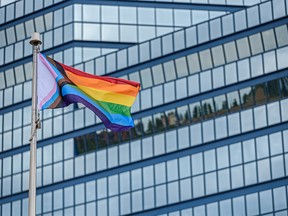 The Pride flag raised at City Hall was photographed on Friday, August 27, 2021.