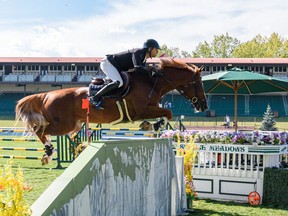 Egypt's Nayel Nassar rides Darry Lou to the first place in the jump-off round of the Cana Cup in the International Ring at Spruce Meadows on Thursday, September 9, 2021. Azin Ghaffari/Postmedia