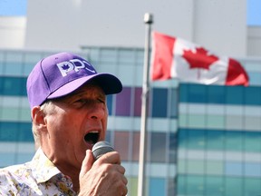 People's Party of Canada leader Maxime Bernier speaks to the crowd during a rally at Central Memorial Park in downtown Calgary on Saturday, September 18, 2021. Over 1000 attended the event where PPC leader Maxime Bernier spoke to the crowd.