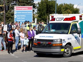 Police had a heavy presence as Antifa and protestors clash during a rally at the Foothills hospital put on by the Canadian Frontline Nurses in Calgary on Monday, September 13, 2021.