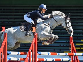 Katie Laurie competes on Friday at the Spruce Meadows National show-jumping event.