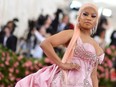 In this file photo, Nicki Minaj arrives for the 2019 Met Gala at the Metropolitan Museum of Art, in New York City, May 6, 2019.