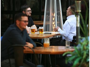 Calgarians dined over the lunch hour on restaurant patios along Stephen Avenue Mall on Thursday, September 16, 2021. Alberta announced new COVID-19 restrictions which will effect restaurants starting on Sept. 20.