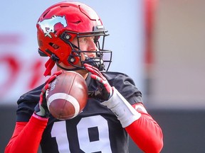 Calgary Stampeders quarterback Bo Levi Mitchell during CFL football practice  in Calgary on Saturday, September 4, 2021. AL CHAREST / POSTMEDIA