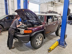 Technician working on the FJ Cruiser at My Garage in Airdrie, Ab., on Wednesday June 9, 2021.