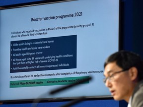 Chair of the Joint Committee on Vaccination and Immunisation (JCVI) Professor Wei Shen Lim attends a media briefing on COVID-19 at Downing Street in London, Britain September 14, 2021.