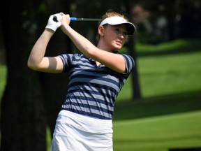 Calgary’s Katy Rutherford competes at the 2021 DCM PGA Women’s Championship of Canada in Oshawa, Ont. The 22-year-old drained a chip-in birdie on her final hole en route to a third-place finish in her professional debut.