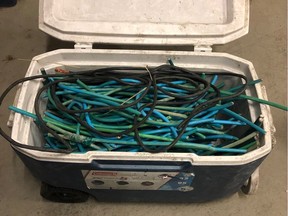 Innisfail RCMP apprehended a vehicle that contained copper wire stolen from an oilfield site which had previously been the site of a break and enter. Copper and tools were seized, and two people were charged.