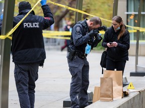 The Calgary Police are investigating the scene of a stabbing that took place earlier in the morning on Friday, October 15, 2021. Azin Ghaffari/Postmedia
