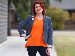 Calgary Mayoralty candidate Jan Damery poses in southeast Calgary on Thursday, September 30, 2021. Jim Wells/Postmedia