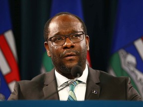 Alberta Justice Minister and Solicitor General Kaycee Madu speaks to media in Calgary and online on Friday, October 29, 2021.