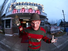 Ethan Martinez is dressed as 'A Nightmare on Elm Street'  character Freddy Krueger at Dr Giggle's Theatre of Pain in Chestermere, AB, east of Calgary on Friday, October 29, 2021.