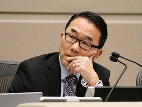 Coun. Sean Chu in Calgary city council chambers on Feb. 11, 2020.