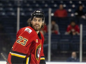 Rugged forward Justin Kirkland made a positive impression during training camp with the Calgary Flames, although he was eventually reassigned to the American Hockey League's Stockton Heat. The 25-year-old could be a call-up candidate for fourth-line duties. Photo courtesy of Stockton Heat