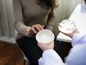 A woman considering to have breast implants.