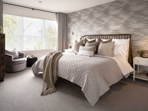 The master bedroom in the Luna show home by Hopewell Residential in Arbour Lake West.