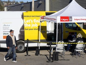 The Mobile Vaccination Van was set up at the Dalhousie Farmers' Market in the Dalhousie Community Centre parking lot with no appointment necessary to get your COVID vaccine in Calgary on Tuesday, October 26, 2021.