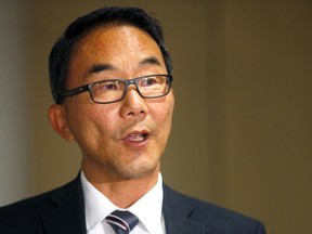 Coun. Sean Chu told media Thursday afternoon that he will not step down from his councillor position amid public outcry in Calgary on Thursday, October 21, 2021. Darren Makowichuk/Postmedia