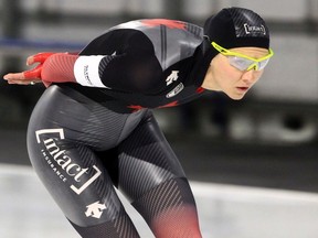 Isabelle Weidemann competes in the 5000m event during the second day of Canadian Long Track Championships at Olympic Oval. Thursday, October 14, 2021. Brendan Miller/Postmedia