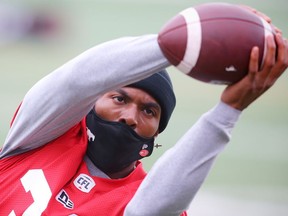 Calgary Stampeders running back Roc Thomas during the teams walkthrough getting set to take on the Montreal Alouettes at McMahon Stadium on Friday. Al Charest / Postmedia