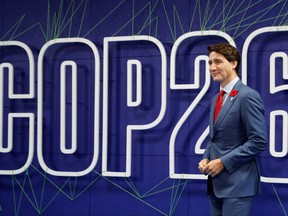 Prime Minister Justin Trudeau arrives for the COP26 UN Climate Summit in Glasgow on Nov. 1, 2021.