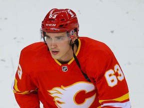 Young sniper Adam Ruzicka joined the Flames for practice on Thursday.