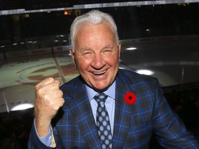 Former Flames coach Terry Crisp reminisces on 50-plus years in hockey as the Nashville Predators played the Flames at the Scotiabank Saddledome in Calgary on Tuesday.