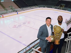 Mike Morreale, CEO and commissioner of the Canadian Elite Basketball League, and Jermaine Small, GM/head coach of the Edmonton Stingers were at WinSport on Tuesday for the announcement of the Calgary-hosted  Basketball Champions League Americas tournament slated for March.