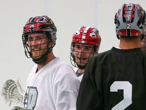 The Roughnecks' Dan Taylor smiles during the team's training camp on Saturday.