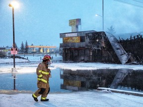 The Ginger Beef Bistro House at Macleod Trail and 90th Ave destroyed by fire on Monday morning, Dec. 6, 2021.