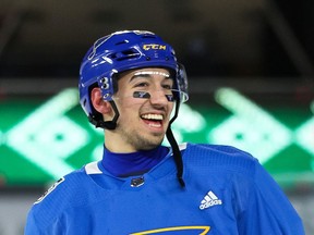 St. Louis Blues forward Jordan Kyrou sits atop his team's points chart with 16 goals and 41 points in 38 games-played this season.