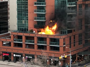 Crews respond to a third storey fire in the Beltline in the vicinity of 15th Ave. and 8 St.  S.W. on Saturday afternoon.