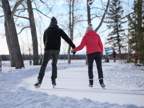Skaters enjoyed the great ice conditions on the skate track in North Glemore Park on Sunday, January 16, 2022.