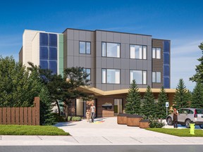 Artist rendering of the Indigenous Elders Lodge in Calgarys Highland Park. The $5.7 million affordable housing project is expected to open with 12 units in February 2023.