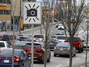 Photo radar on 16 Ave. and 10 St. N.W. in Calgary. The province is delaying changes to traffic court amid concerns from the public. Photo taken on Wednesday, January 26, 2022.