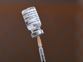 A health worker prepares an injection of the AstraZeneca/Oxford Covid-19 vaccine on February 7, 2021 at the Mignot Hospital in Le Chesnay near Paris.