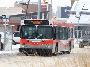 A Calgary Transit city bus is seen along 61st Ave SE near Chinook Station. Friday, January 7, 2022. Brendan Miller/Postmedia