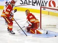 Calgary Flames goalie Jacob Markstrom is scored on by the Ottawa Senators at Scotiabank Saddledome in Calgary on Thursday, Jan. 13, 2022.