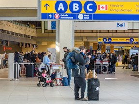 The domestic departure hall at Calgary International Airport (YYC) on Tuesday, Feb. 22, 2022.
