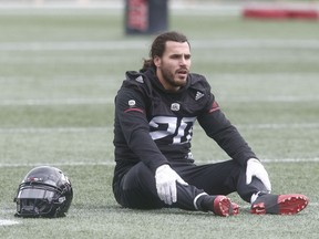 Retired fullback Jean-Philippe Bolduc, pictured as a member of the Ottawa Redblacks in 2018, is one of six current and retired players who will participate in the CFL-CFLPA mentorship program.