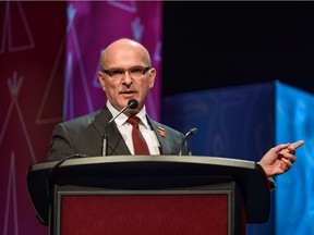 Tourism Minister Randy Boissonnault speaks during the National Indigenous Tourism Conference at Grey Eagle Event Centre on Wednesday, March 9, 2022.