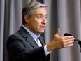 Francois-Philippe Champagne speaks to media at a cabinet retreat in Ottawa, Sept. 14, 2020.