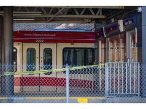 Calgary Police is investigating at the scene of an incident that took place early in the morning at SAIT/Jubilee CTrain station on Wednesday, April 27, 2022. Azin Ghaffari/Postmedia