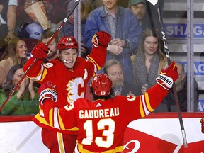 Flames forward Matthew Tkachuk collected his 100th point of the season with a second-period goal on Dallas Stars netminder Jake Oettinger on Thursday night at the Scotiabank Saddledome in Calgary.