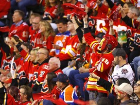 Calgary Flames fans cheer on in first period action during Round two of the Western Conference finals at the Scotiabank Saddledome in Calgary on Friday, May 20, 2022. Darren Makowichuk/Postmedia