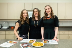 Hillary Wilson, left, Carla Prado, and Anissa Armet authored a high-protein cookbook to help cancer patients improve muscle health.