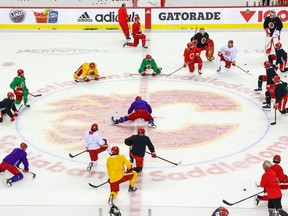 The Calgary Flames practise at the Scotiabank Saddledome in Calgary on Tuesday, May 17, 2022.
