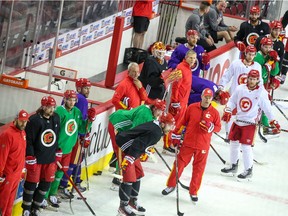 The Calgary Flames practise at Scotiabank Saddledome in Calgary on Tuesday, May 17, 2022.